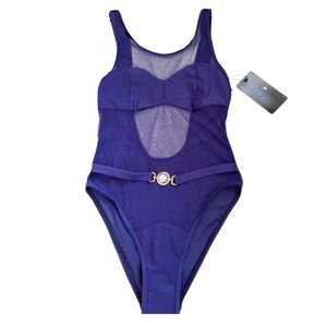 Ree Bees Purple Mesh One-Piece Swimsuit